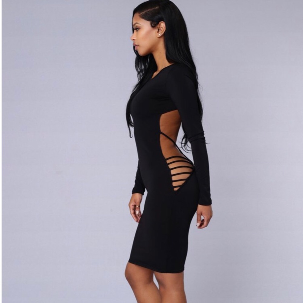 Fashion Nova- Sexy Back Out Dress -Black Size M-